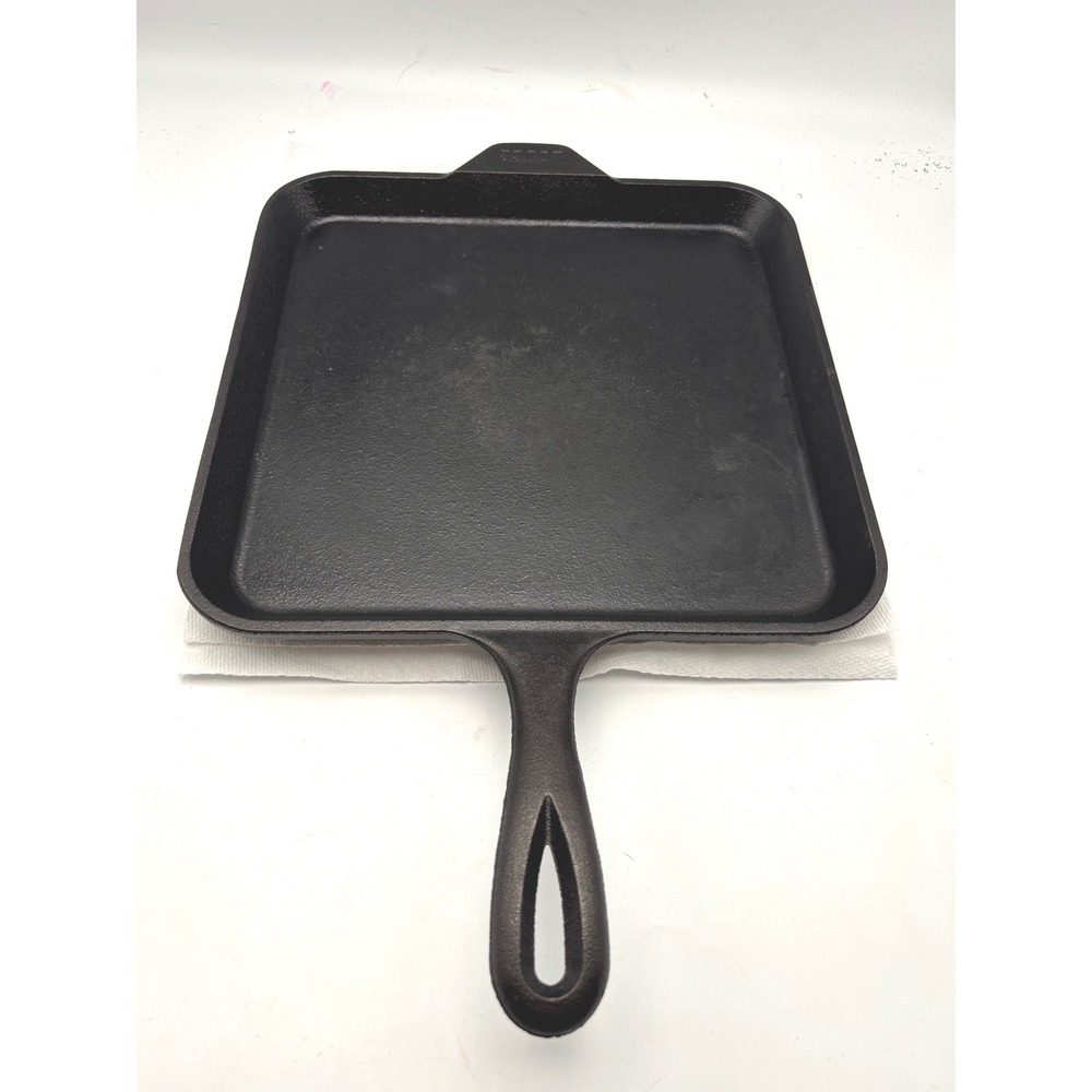 Lodge 10.5 Inch Square Cast Iron Griddle Pan 9SGR USA Made Black